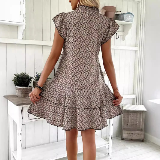 Casual Loose Printed Short Dresses For Women 2025 Fashion Summer Women's A-Line Mini Dress Elegant Vintage Female Dresses