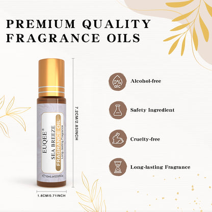 EUQEE 3PCS Fragrance Oils Roll-On Long Lasting Scent Coconut & Vanilla White Musk Baby Powder Fresh Linen Oud Wood Amber Romance