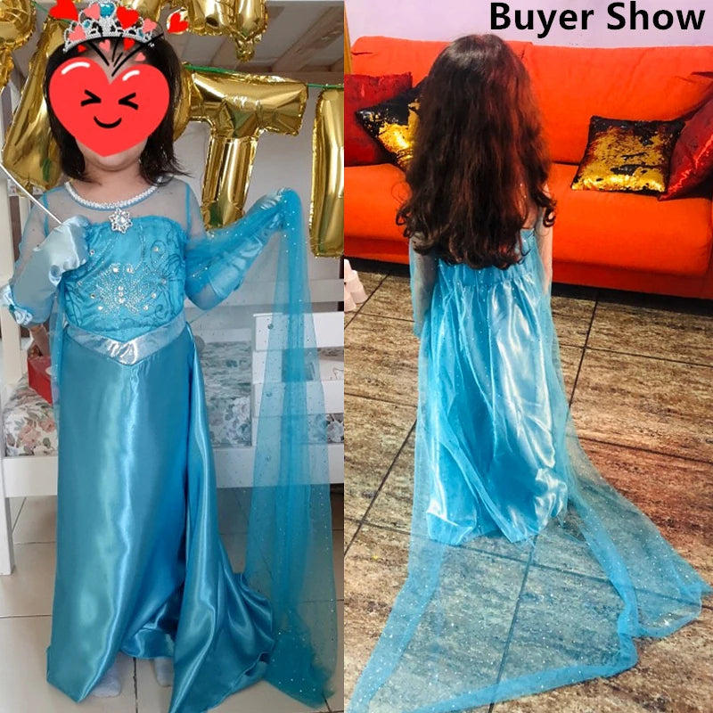 Elsa Dress for Girls 3-10Y Birthday Role Elsa Princess Dress For Kids Halloween 2024 Carnival Easter Party Cosplay Girls Costume