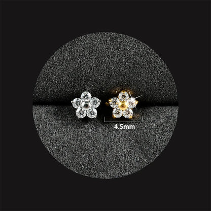 1PC ASTM F136 Titanium Flower CZ Labret Stud Internal Thread Piercing Lip Stud Daith Conch Earring Piercing Jewelry Wholesale NO 8 Labret, Lip Piercing Jewelry