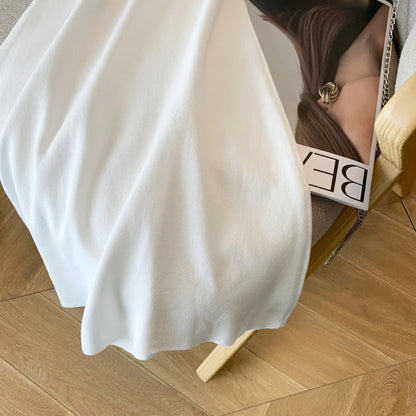 Women Preppy Style Buttons Short Sleeved Knit Dress Contrast Color Stripes Turn-down Collar Dress Summer Mid-Length Casual Dress