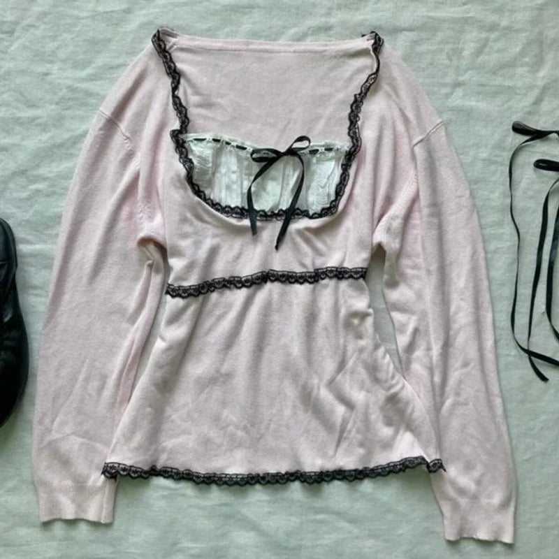 Polka dot Vintage Pink Hot Cute Dress Aesthetic Slim Y2K Short Sleeve Sundress Women Sweet Clothing Fashion Harajuku Lace Frock Pink 9