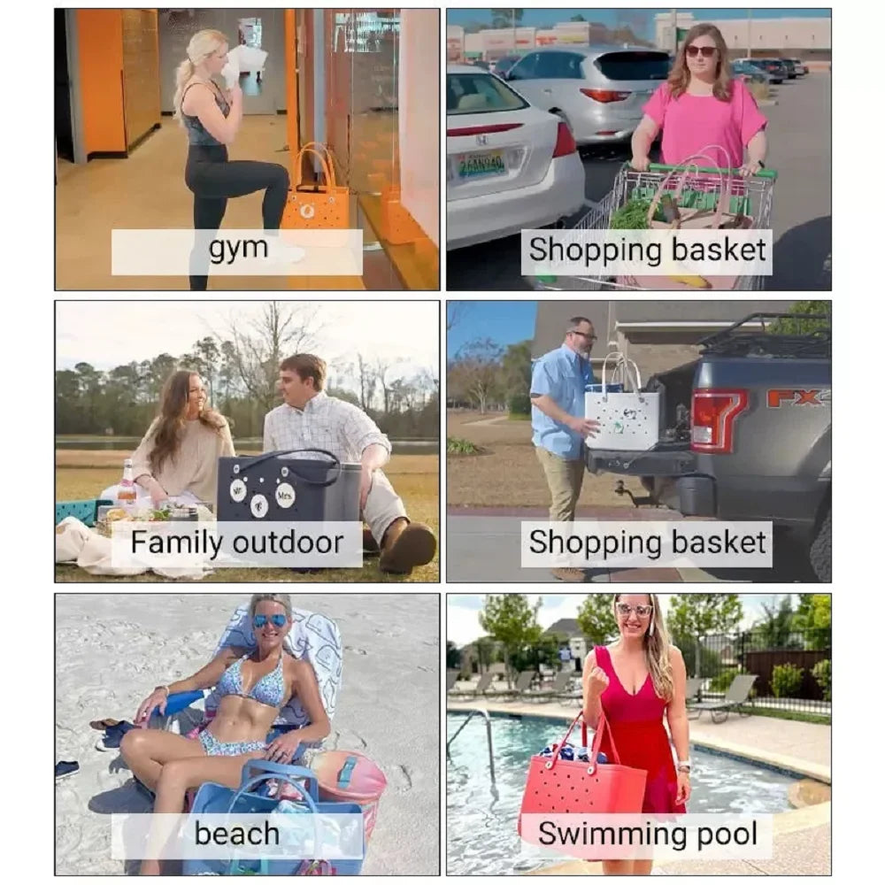 XL Eva Beach Boggs Bag Waterproof Extra Large Tote Bag Beach Basket Women Picnic Handbag 48cm XL Tote Bag Rubber shopping Bags