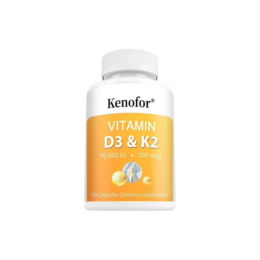 Vitamin D3 and K2 Capsules - Supports Bone, Teeth, Muscle and Immune System Health, Improves Absorption, Digestion 30 count-1 bottle