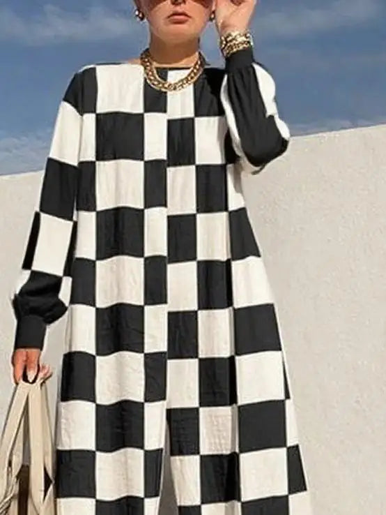 Modigirl Stylish Classic Plaid Loose Wide Leg Jumpsuit Female 2025 Spring Fall Long Sleeves Pant One Piece Romper Jumpsuit Woman Badiee Stylez