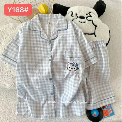 Cute Pink Cloud Cotton Spwear Bear Print Home Clothes Long Sve ort Sve Women's Comfortable Home Suit Summer Thin