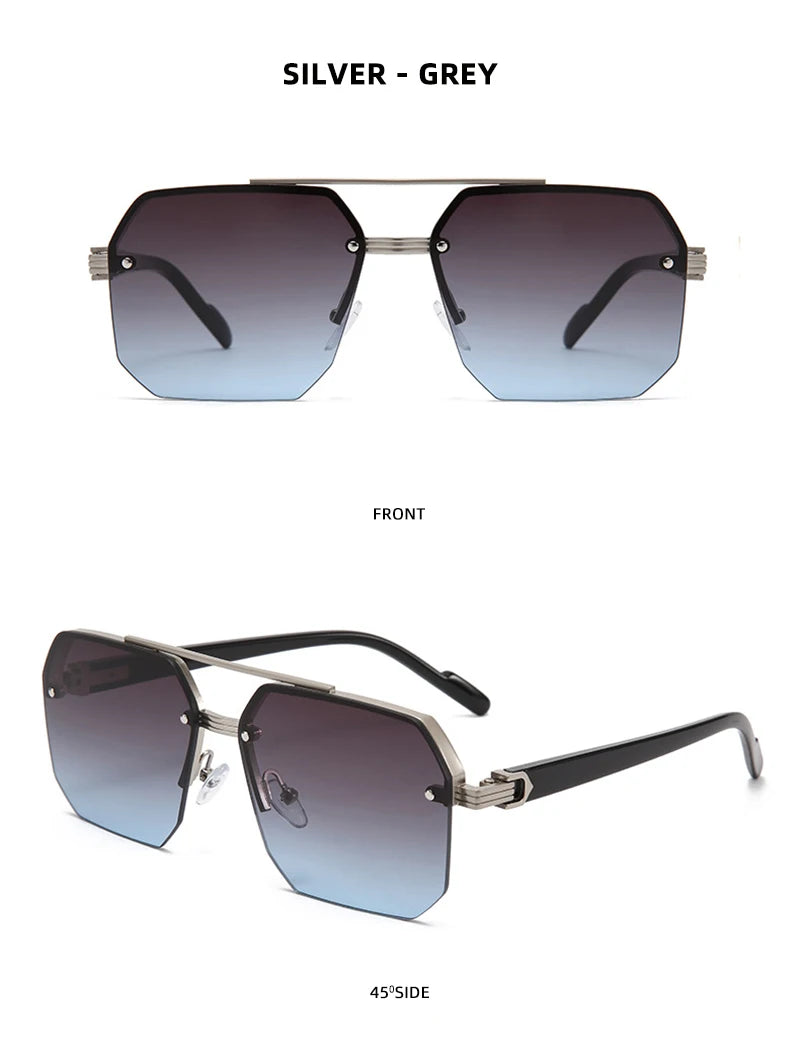 Fashion Half Frame Sunglasses Men Women Classic Big Business Sun Glasses Male Trendy Driving Shades