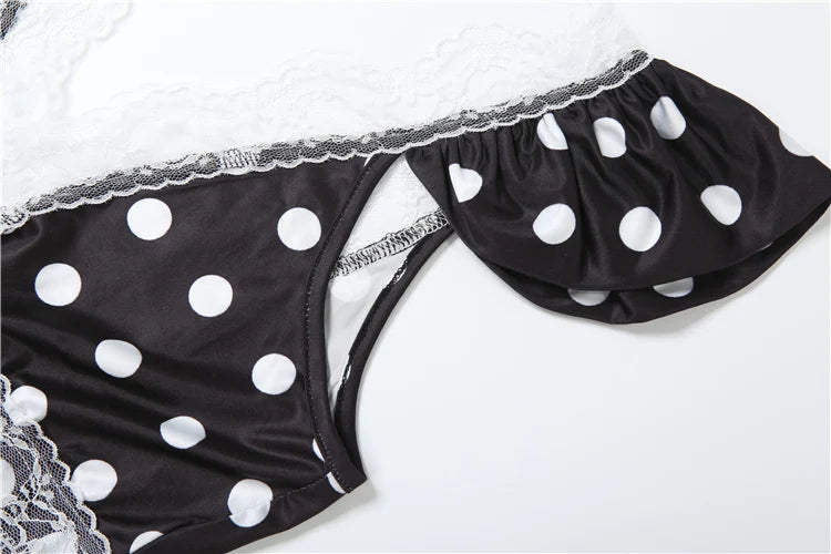 Polka Dot Ruched Dress Elegant Birthday Party Skinny Bodycon Sexy Backless Dress Women Flying Sleeve Lace Trim Applique