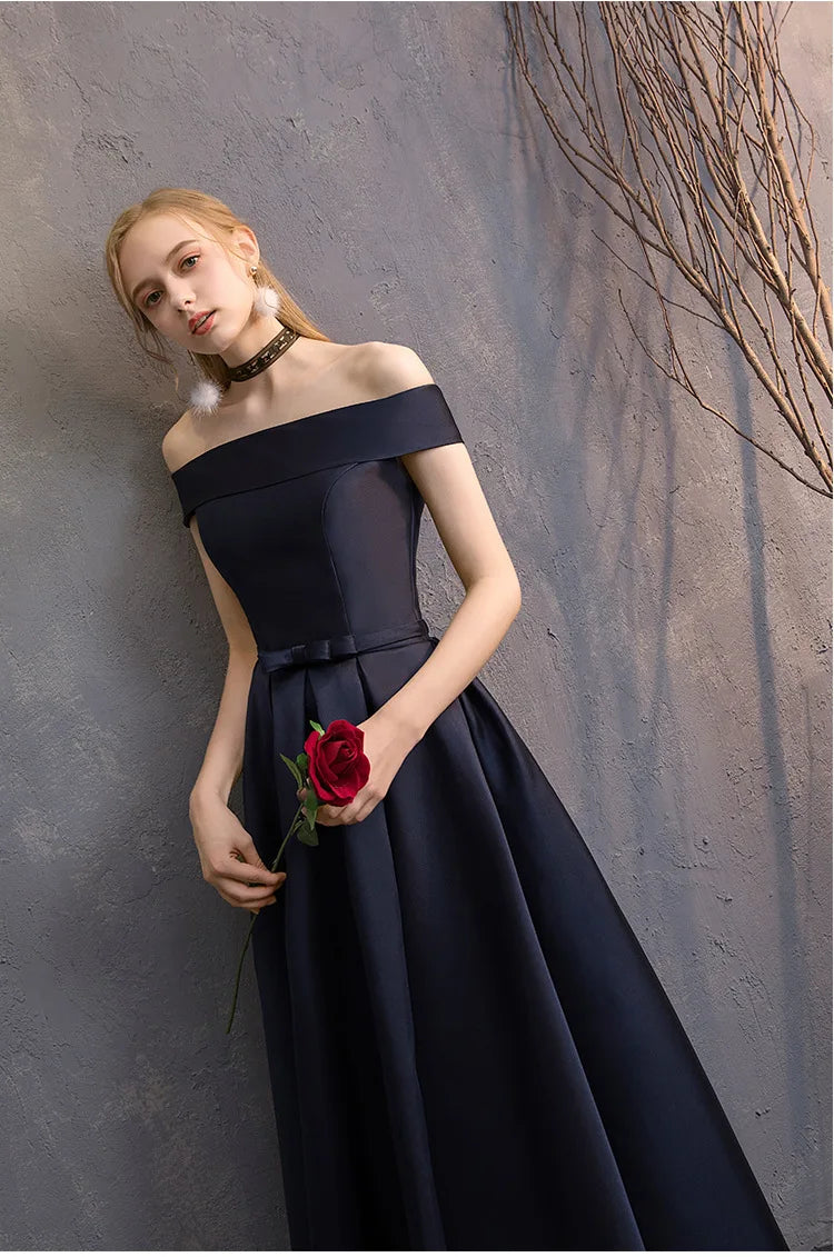 Long Bridesmaid Dress Spring/Summer 2025 New Temperament Satin Bridesmaid Sisters Dress Black Banquet Evening Dress Badiee Stylez