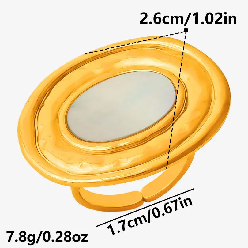 Sea Jewelry Shell Leaf Geometric Round Stainless Steel Rings For Women Men Accessories Open Adjustable Ring Beach Holiday Bagues