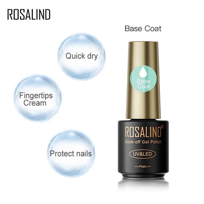 ROSALIND Hot-sale Bottle Gel Nail Polish Vernis Semi Permanent Primer Top Coat Bright Classic For Nail Art Design LED/UV Lamp RABASE