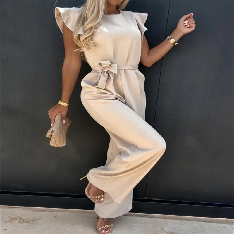 20244 Summer European and American Jumpsuit Women's Casual Pants Ruffled Strap Jumpsuit Badiee Stylez