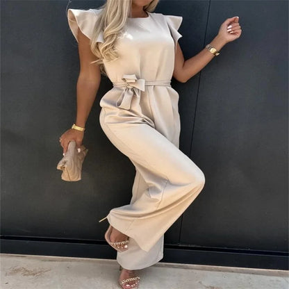 20244 Summer European and American Jumpsuit Women's Casual Pants Ruffled Strap Jumpsuit Badiee Stylez