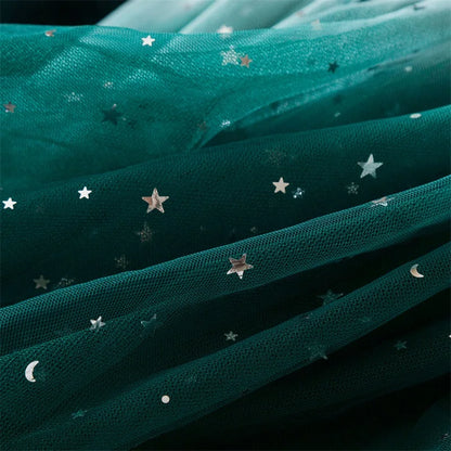 2025 Red Christmas Dress for Baby Girls Winter Long Sleeve Mesh Dresses for 3-8Yrs Kid Star Sequin Birthday Party Princess Dress