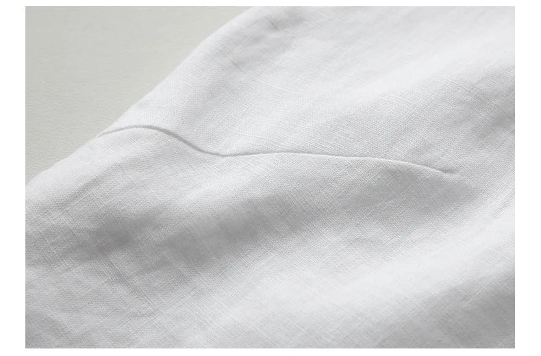 Summer New 100% Linen Sleeveless Crop Top Women's Loose Casual Solid Color Cute Tops Round Neck Minimalist Short T-Shirts