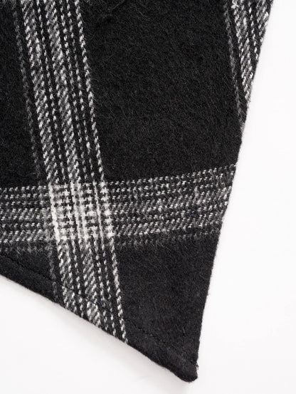 Dressfo Womens Asymmetic Hem Plaid Skirt Buckle Strap Detail Casual Midi A Line Dress Black Skirts 2024 New