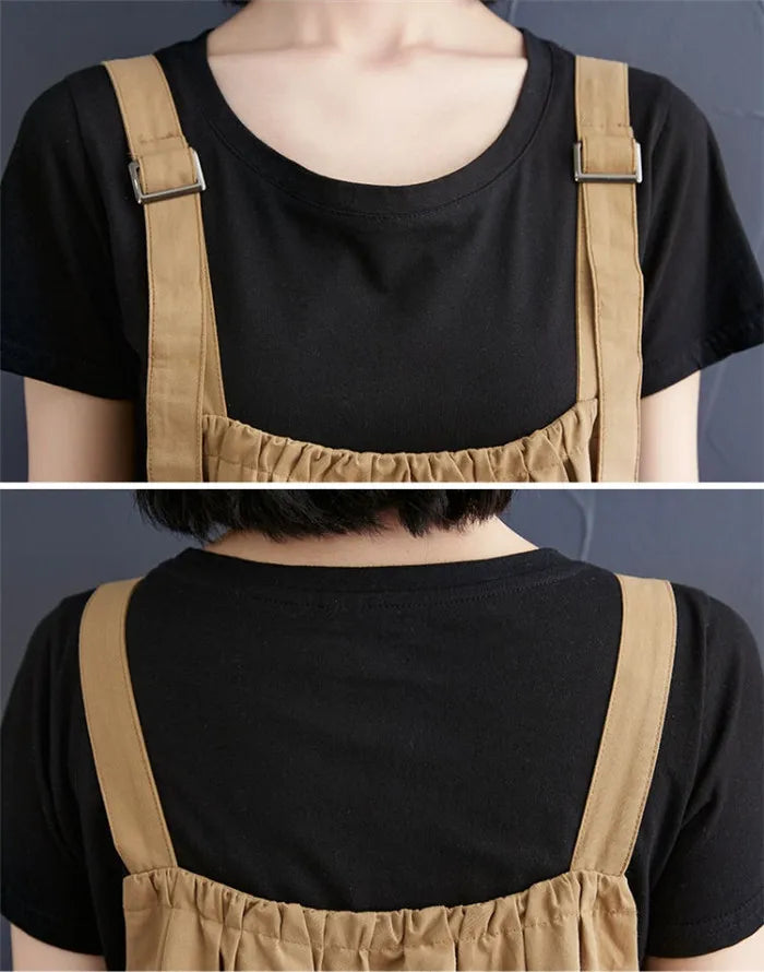 Female Dress Summer Mid-Length Loose Solid Color Pocket Swing Chic Casual Straps Dresses New Women Dress Vestidos Selling