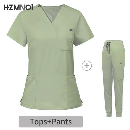HZMNOI Short Sleeve Nurse Dress Uniform Stylish Female Womens Tie Up Medical Scrubs Nurse Uniform Medical Spa Women Uniforms Badiee Stylez