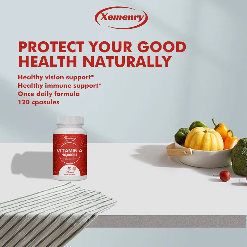 Vitamin A Capsules 10000IU - Supports Healthy Skin & Eyes, Antioxidant Activity & Immune System Function