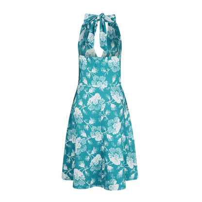 Ladies' Sexy Elegant Bohemian Floral Printed Summer Sleeveless Deep V-neck High Waist Beach Vacation A-line Daily Ruffle Dresses