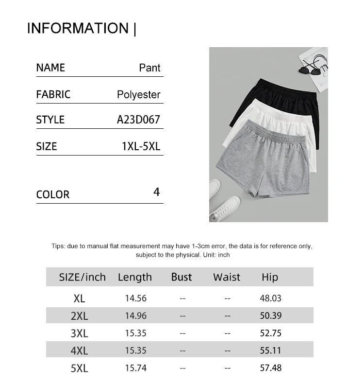 Plus Size Women's Elastic Waist Biker Shorts 3 Piece Running Workout Yoga Shorts Best for Summer Polyester