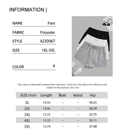 Plus Size Women's Elastic Waist Biker Shorts 3 Piece Running Workout Yoga Shorts Best for Summer Polyester