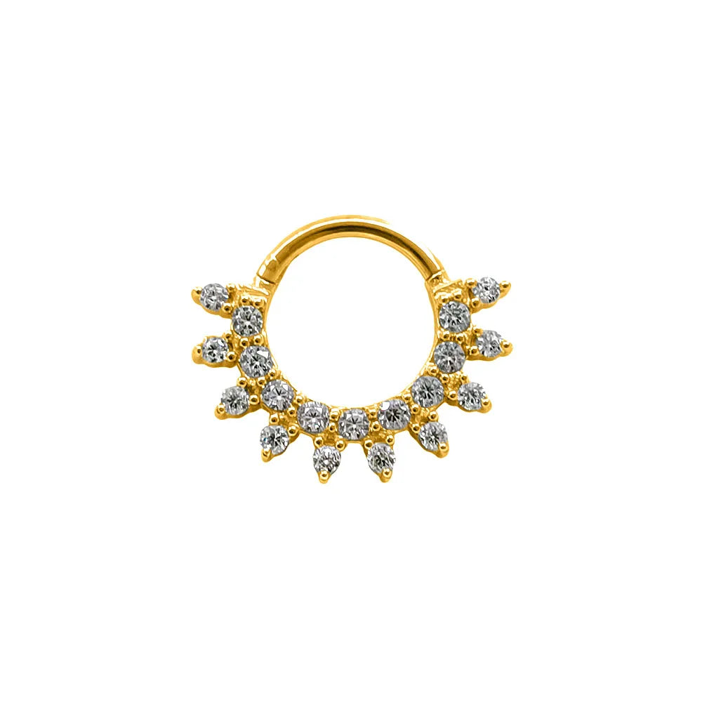 Flower CZ Zircon Septum Piercing Heart Gem Segment Nose Ring WaterDrop Daith Conch Clicker Hoop Earring 100% 316L Surgical Steel I-Gold