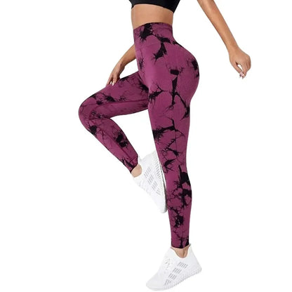 Women Tiedye Gym Leggings Seamless Mujer Push Up Booty Pants Scrunch Sports Fitness High Waist Workout Yoga Leggins Drop Ship