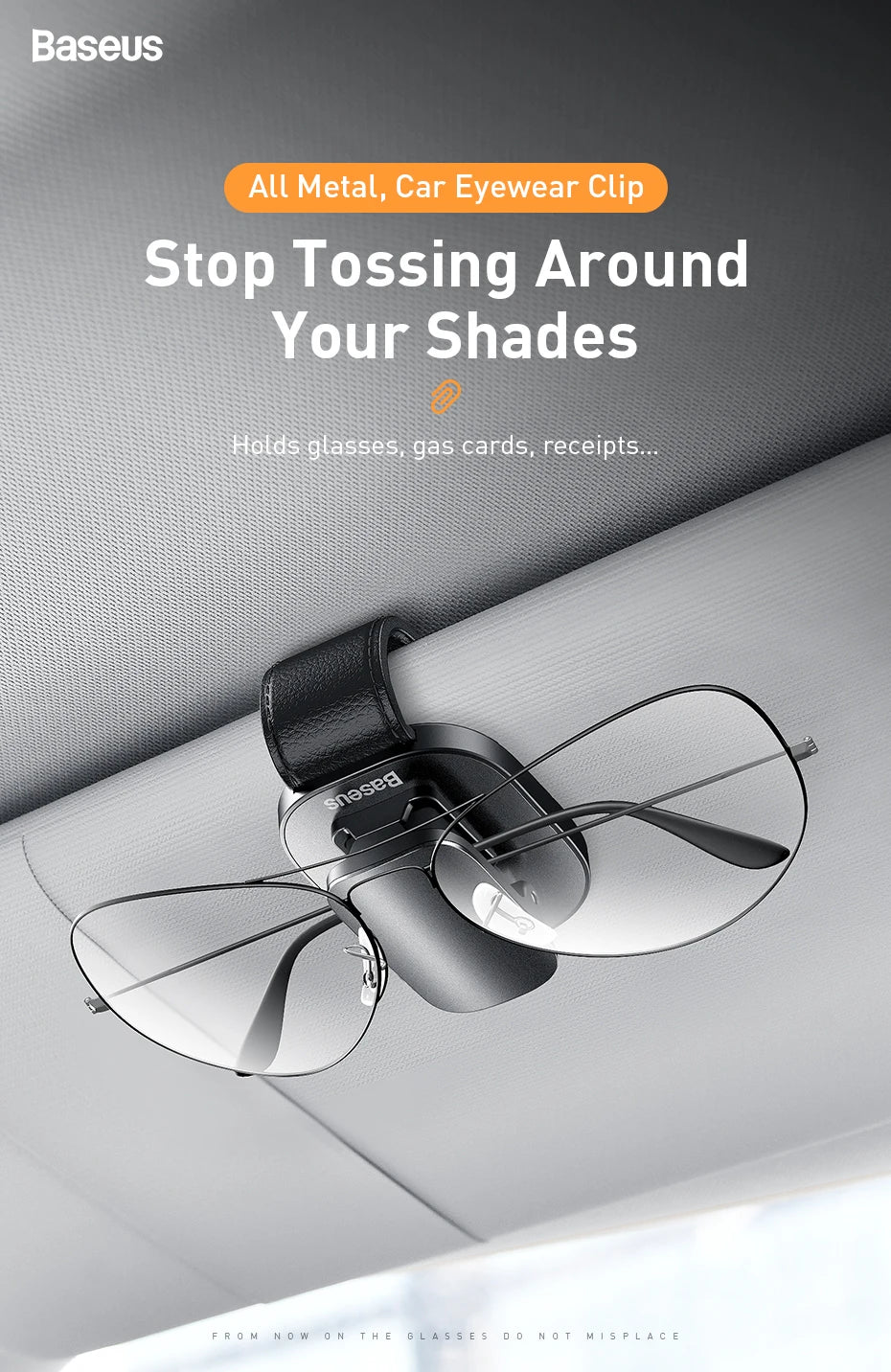 Baseus Car Eyeglass Storage Clip Sun Visor Sunglasses Holder for Auto Card Ticket Stand Interior Accessories Car Eyeglass Holder