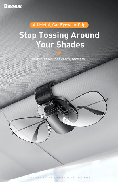 Baseus Car Eyeglass Storage Clip Sun Visor Sunglasses Holder for Auto Card Ticket Stand Interior Accessories Car Eyeglass Holder