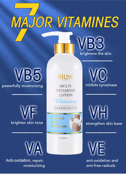 AILKE Natural Multi-Vitamin Lightening Skin Care Kit, Moisturize, Even Toning, Remove Dark and White Spots, Clean & Smooth Skin