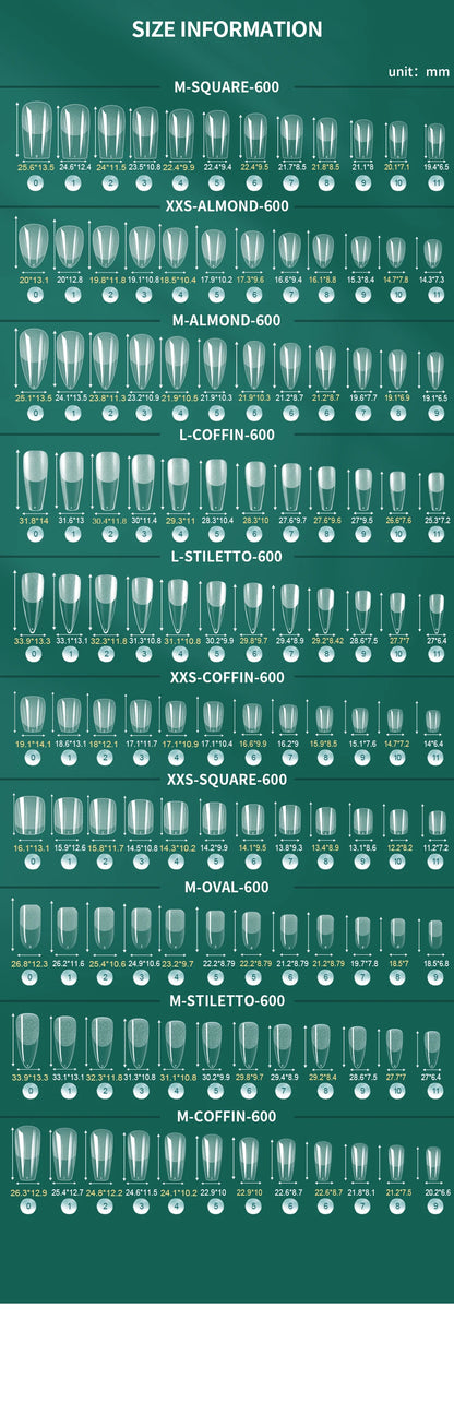 Nailpop 600PCS Soft Gel X Nail Tips Full Cover Coffin Stiletto Fake Nails Extra Short Almond Square Soak Off Gel False Nail Tips