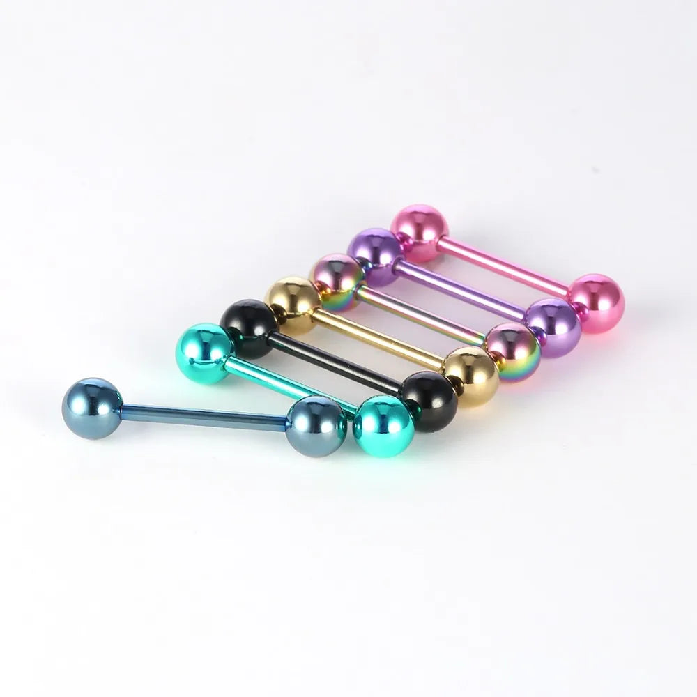 7pcs/lot Titanium Plated Piercing Tongue Rings Bars Girls 14G Tongue Piercing Barbells Stainless Steel Body Jewelry SD84 Badiee Stylez