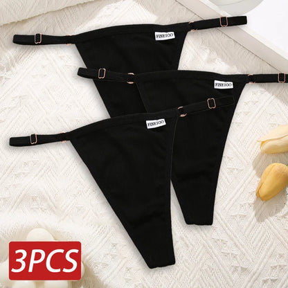 Cotton Sexy Thongs Adjustable Women's Panties Soft Panties Low Waist Seamless Thongs Woman Lingerie Tangas Mujer S-XL FINETOO Set 5 Set