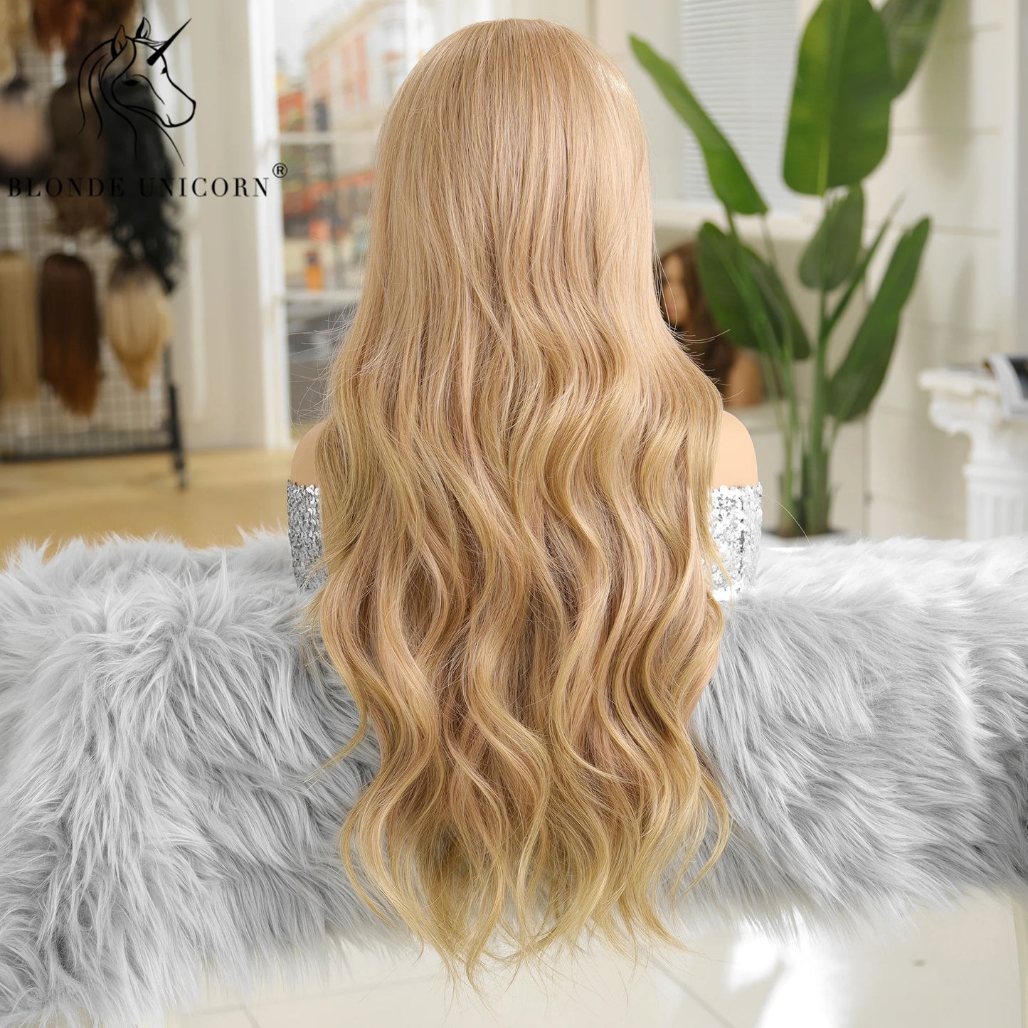 13x6 Lace Front Wig Blonde Wave Synthetic Wigs for Women Daily Party Cosplay Use Heat Resistant Fiber Hair