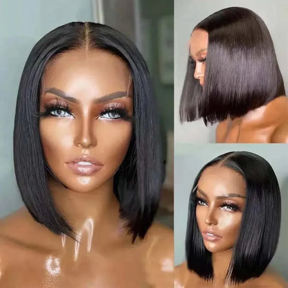 Bone Straight Bob Wig Human Hair 13x4 Lace Wigs Transparent Lace Human Hair Short Wig Pre Plucked 200% Density For Women Badiee Stylez