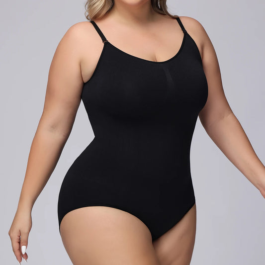 Women's seamless plus-size underwear hip lift, belly tuck, waist strap sexy one-piece shapewear black