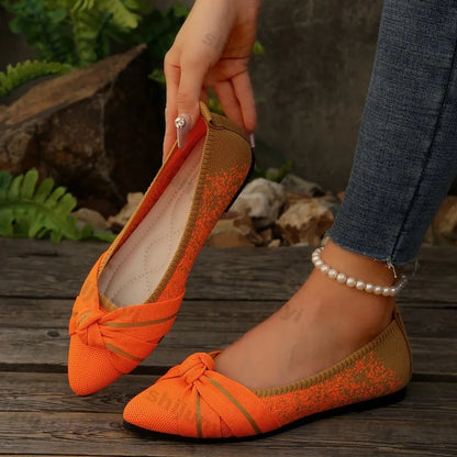 2025 Spring Autumn Pointed Bow Flat Shoes Women's Fashion Lightweight Comfortable Casual Shoes Large Size Women Loafers