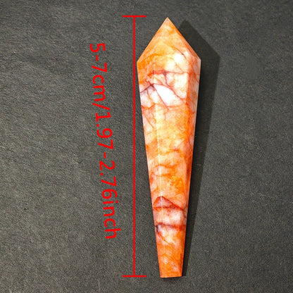 Natural Red Glue Flower Wand White Crystal Tower Home Decoration Rock Quartz Wand Single Point Polished Obelisk Healing Gift