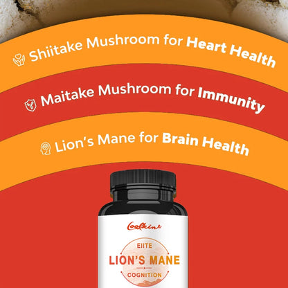Organic Lion's Mane Capsules - Contains Lion's Mane Mushroom, Chaga, Reishi Mushroom for Focus and Cognitive Support