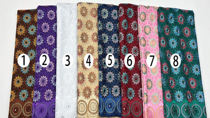 Original Austria Pure Cotton Lace Fabric 2024 High Quality Swiss Voile Embroidery Stones Lace Fabric For Women Celebration Dress