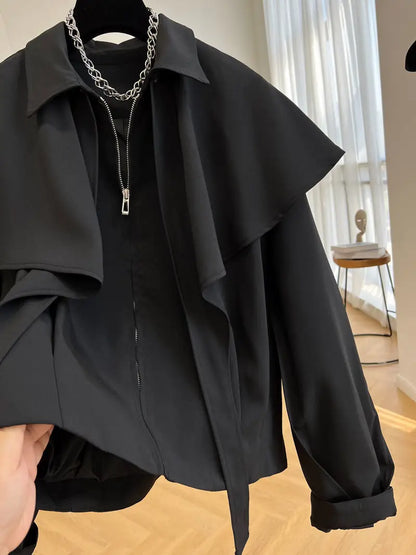 Korean Fashion Cloak Casual Capes Jacket Women's 2024 Autumn Winter Jacket Top Fall Outfits Y2k Streetwear New in Outerwear Goth