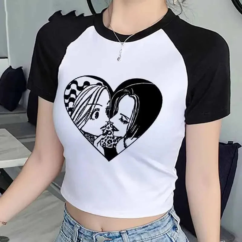 Nana Japanese Short Sleeves Anime Summer Crop Top T Shirt Casual Harajuku T Shirt Top Women Heart Graphic Tees Anime T-shirt 7