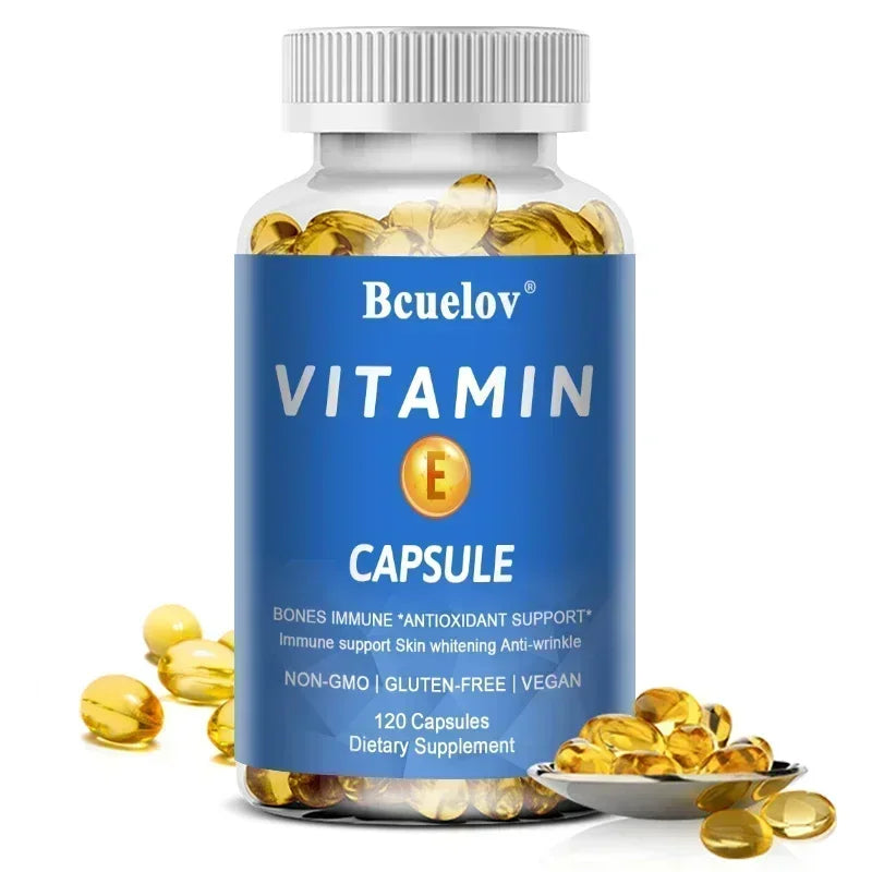 Bcuelov Vitamin E Softgels, Antioxidant Supplements, Easily Absorbed - Supports Skin, Heart & Immune Health Capsules, Non-GMO 120 count-1 bottle