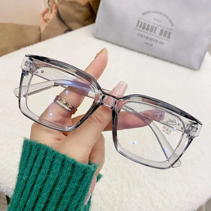 2024 Oversized Square Glasses Anti Blue Light Glasses Large Frame Myopia Glasses Flat Light Glasses Transparent Eyeglasses Badiee Stylez