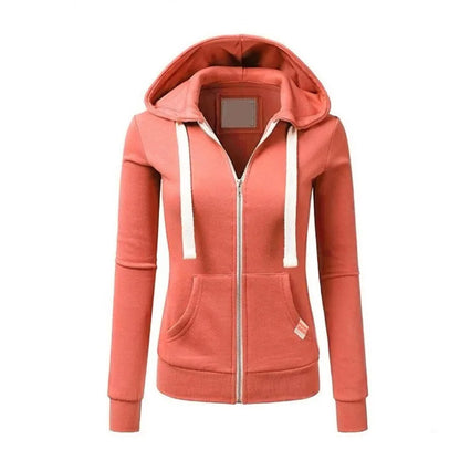 2024 Autumn/Winter New Women's Personalized Fashion Sports Hoodie Long Sleeve Drawstring Pocket Zipper Coat Woolen Sweater Top orange