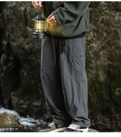 Autumn Cargo Pants Men 2024 100% Nylon Safari Style Solid Double Side Pockets Men Pants Outdoors Tourism Men Clothes