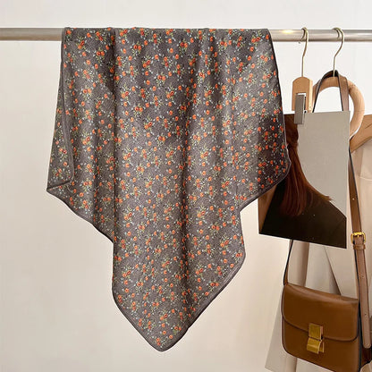 Fashion 70cm Cotton Square Scarf Women Floral Print Design Bandanas Lady Scarves Headband Accessories Handkerchief Hair QME144-02 65x65cm