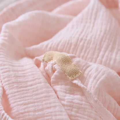 2025 Japanese summer new women's pajamas suit short-sleeved shorts two-piece 100% cotton crepe simple checked thin home clothes