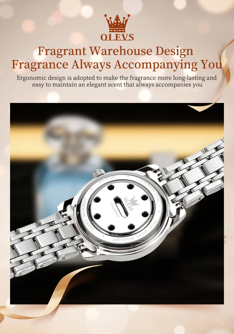 OLEVS 5513X Women Watch Original Fragrant Quartz Wristwatch Automatic Date Watches For Women Waterproof Luminous Gifts For Women